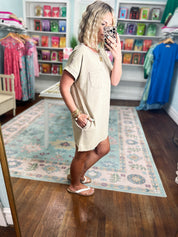 Just Stay Washed T-Shirt Dress - Ash Mocha