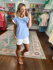 My Way Stripe Top - Cornflower Blue