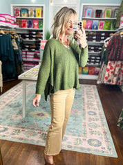 Why Not Dolman Sleeve Sweater Top - Lt. Olive