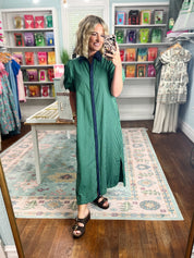 Just a Good Thing Midi Dress - Navy Green