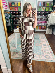 Don't Waste a Moment Midi Dress - Brown
