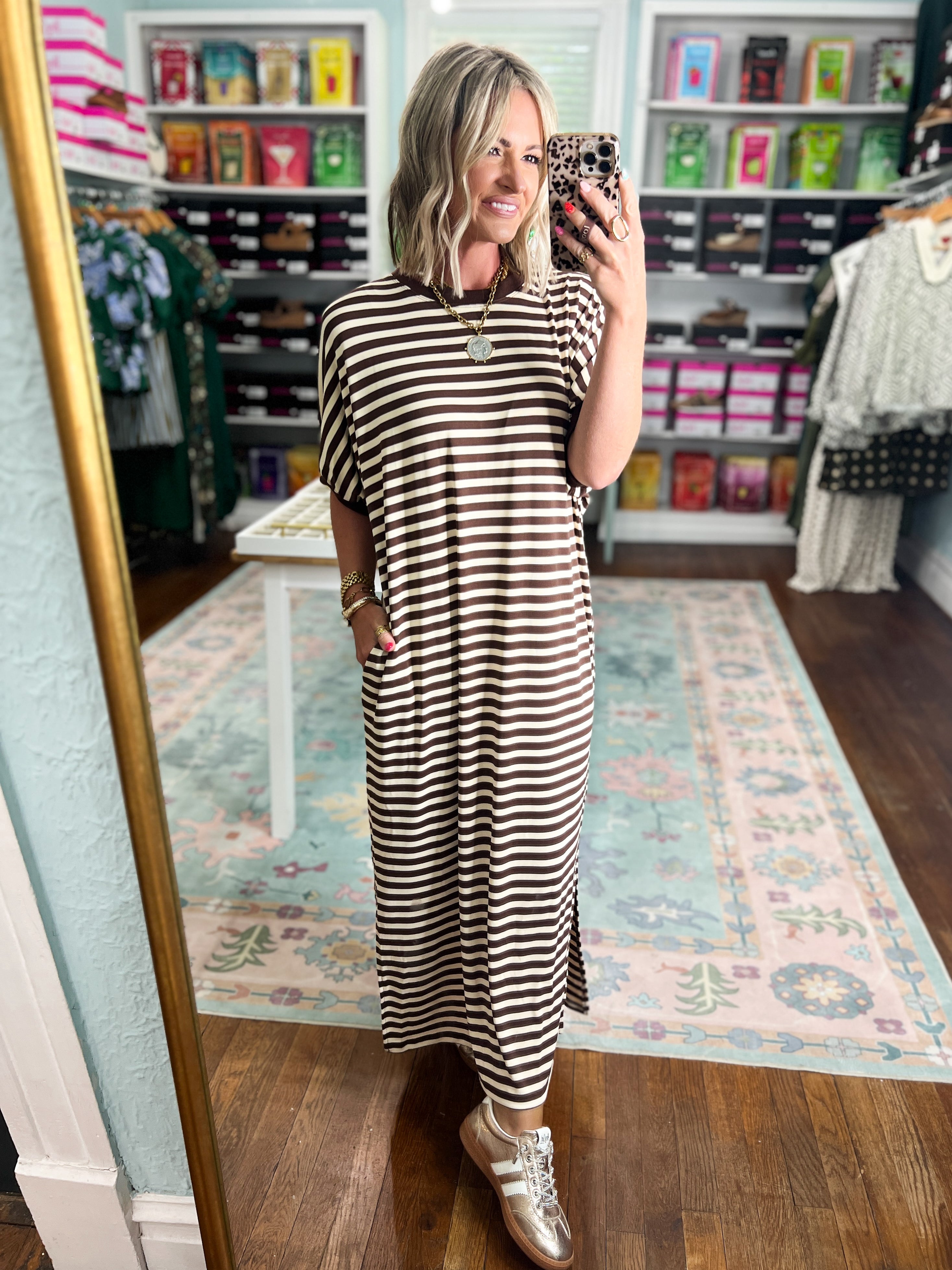 Don't Waste a Moment Midi Dress - Brown