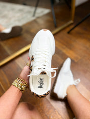 Corkys | No Prob Sneakers - White with Leopard
