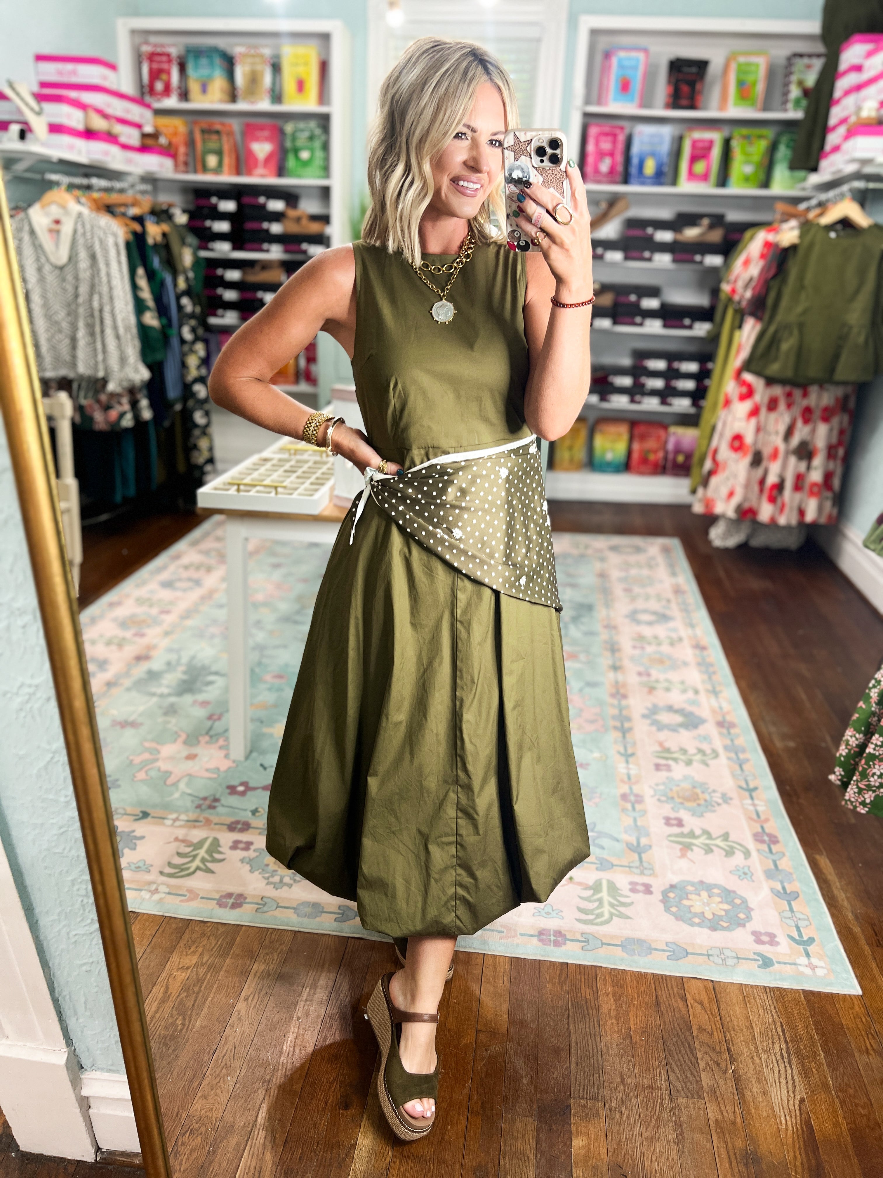 Get Their Attention Midi Dress - Olive