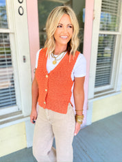 Catching on Button Up Vest - Orange
