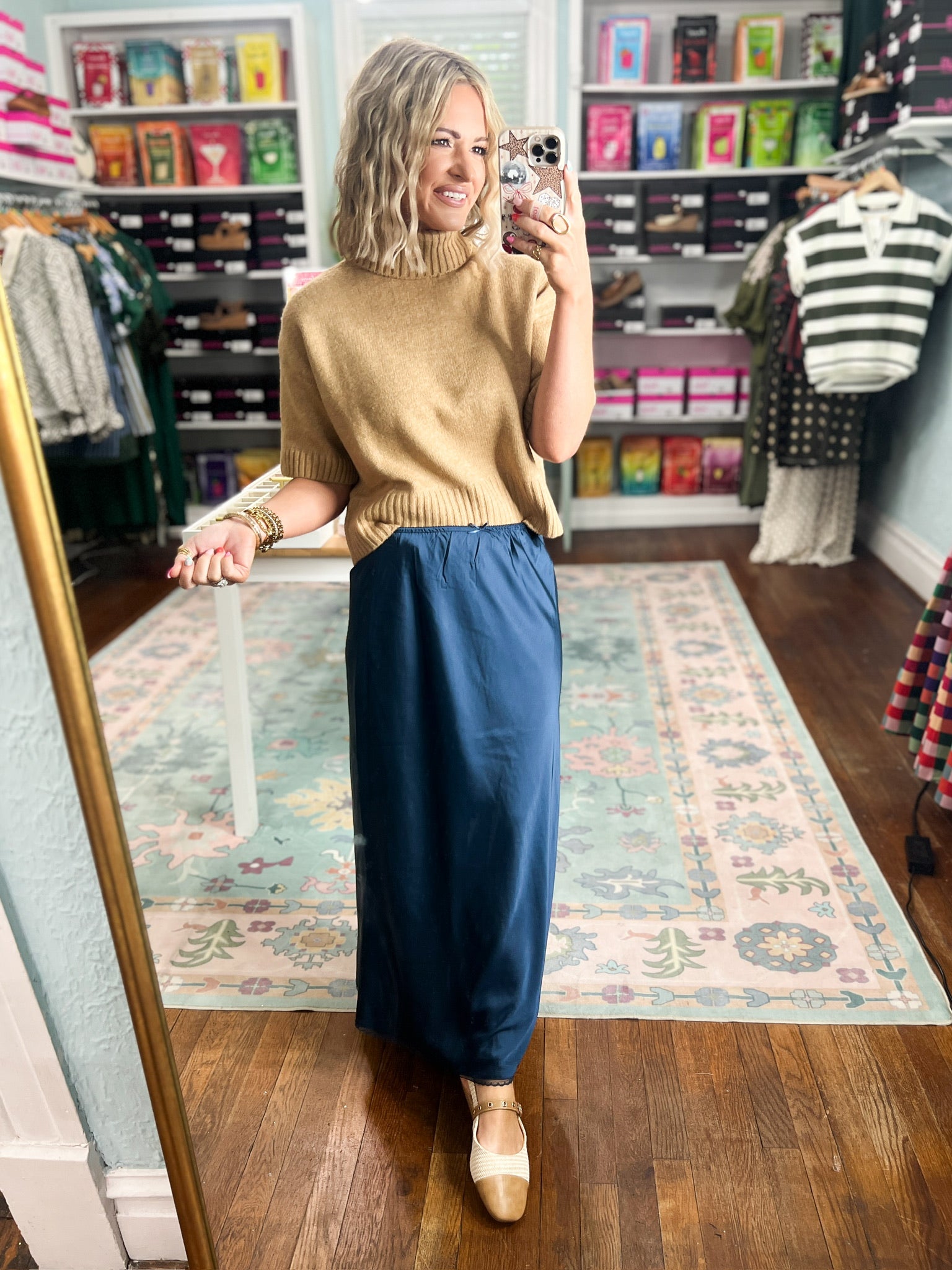 Shared With You Satin Skirt - Navy
