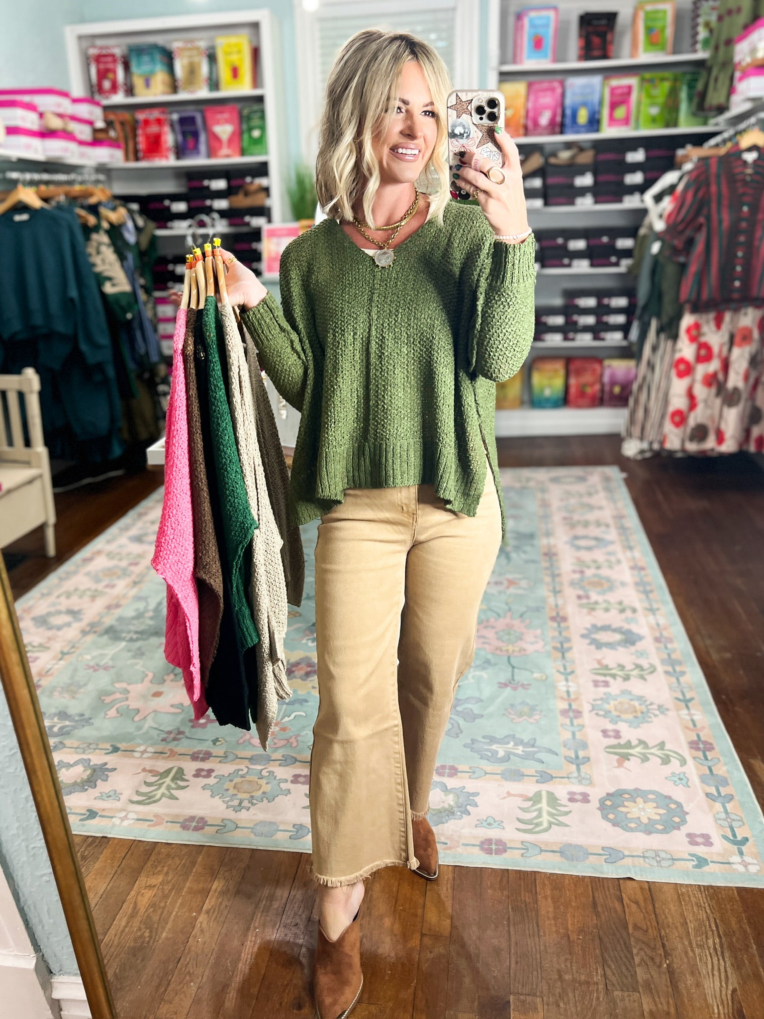 Why Not Dolman Sleeve Sweater Top - Lt. Olive