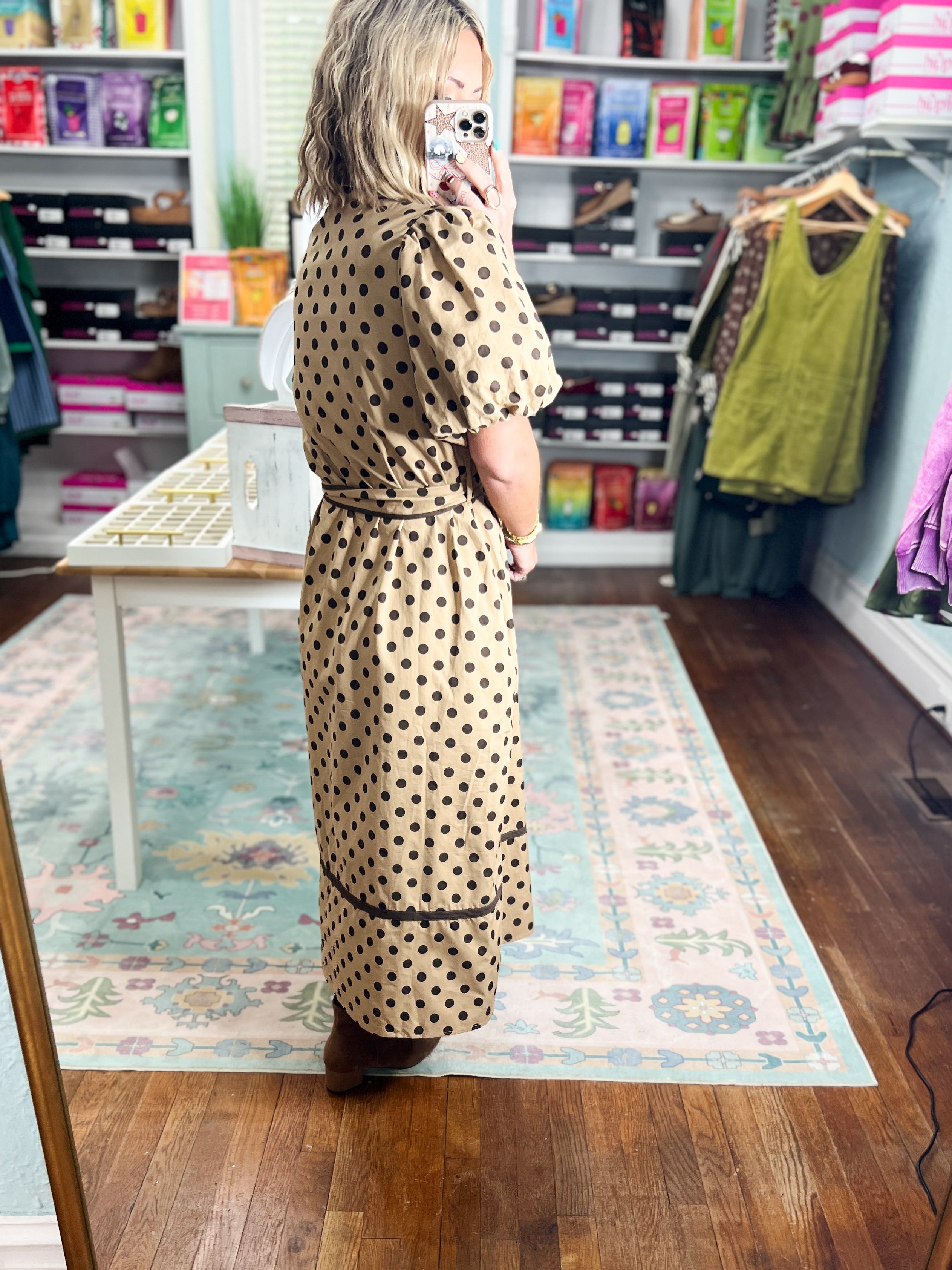 A Spot of Style Midi Dress - Taupe