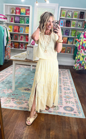 Sunday Stroll Striped Top and Skirt Set