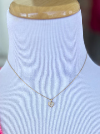 Thin Chain Necklace with Pave Heart Shaped Pendant