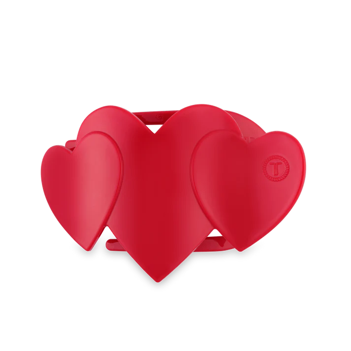 Teleties | Heart to Heart Medium Flat Hair Clip - Red