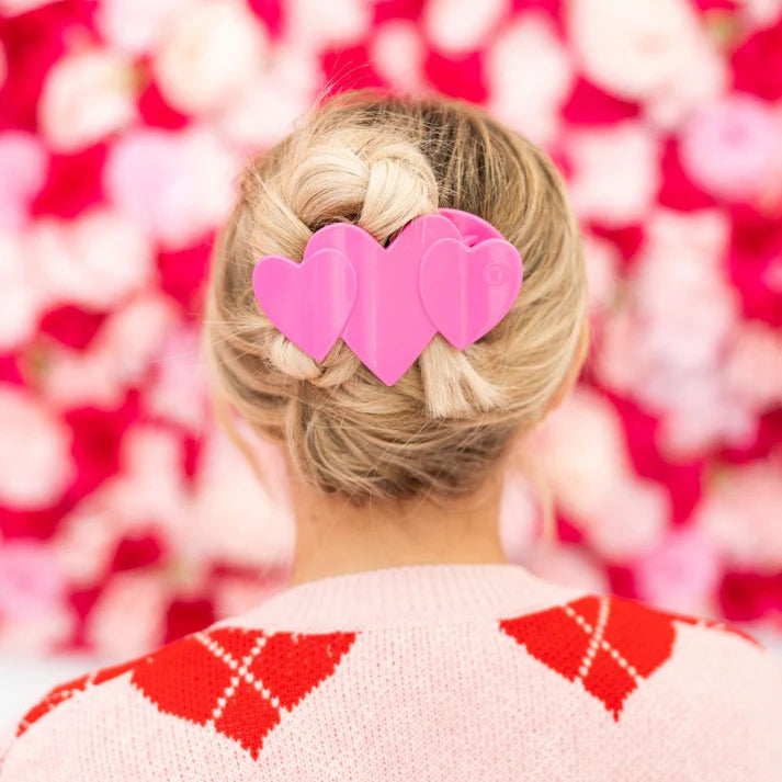 Teleties | Heart to Heart Large Flat Hair Clip - Pink