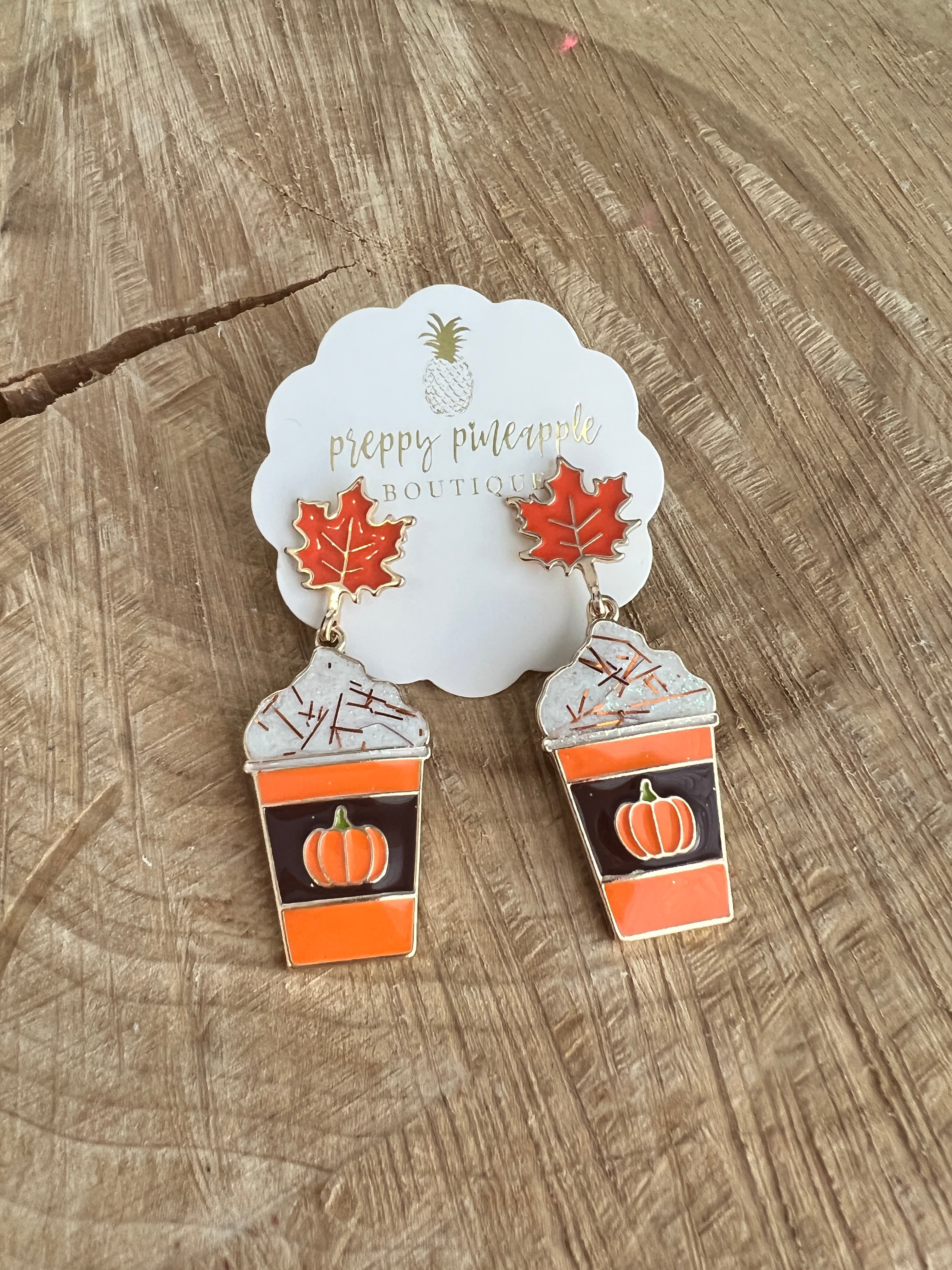 Enamel Pumpkin Spice Fall Drop Earrings