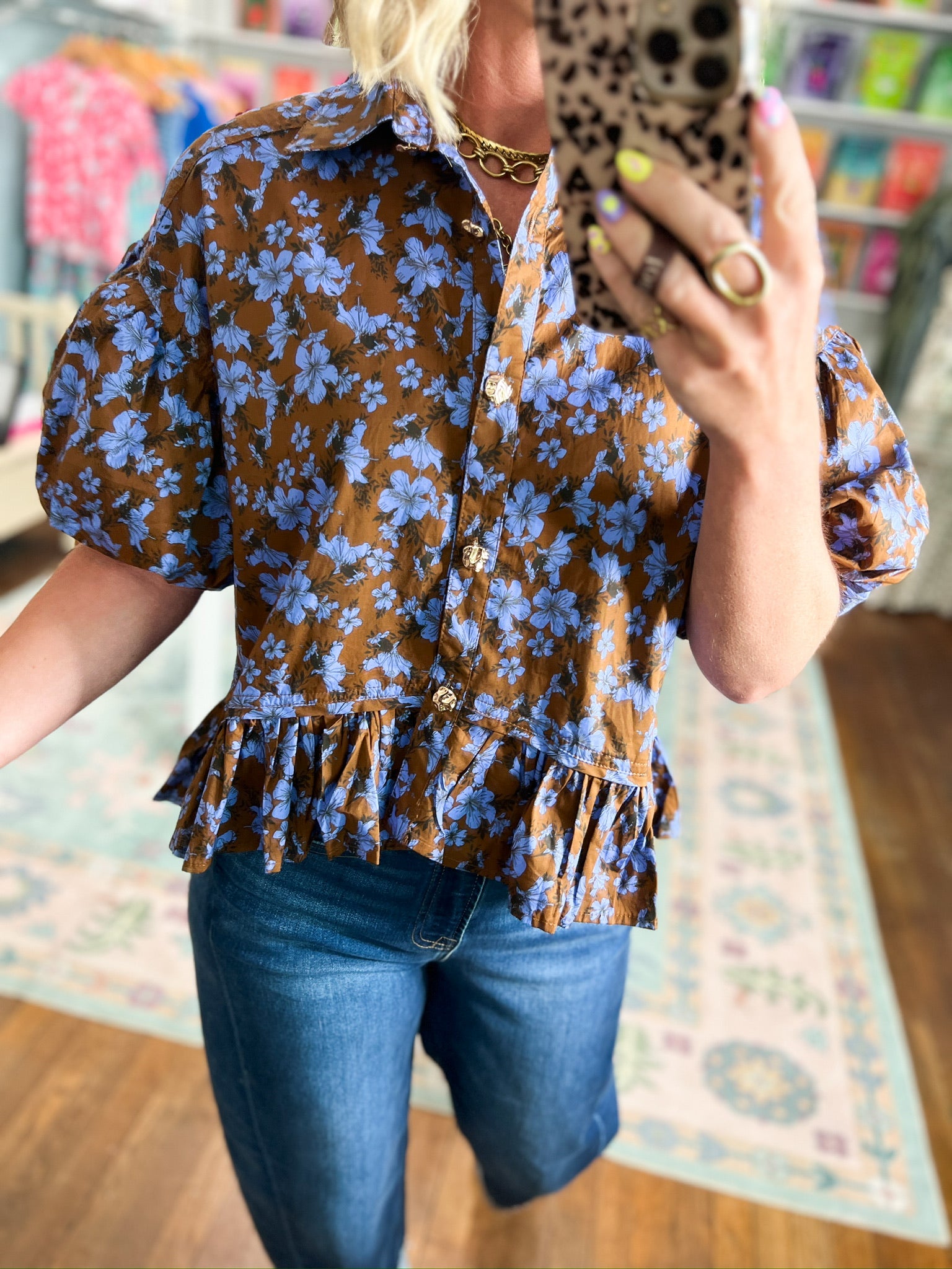 Day After Day Floral Top - Brown
