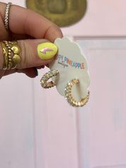 Baguette Hoops - Clear/Gold