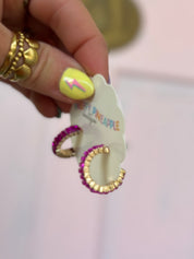 Baguette Hoops - Hot Pink/Gold
