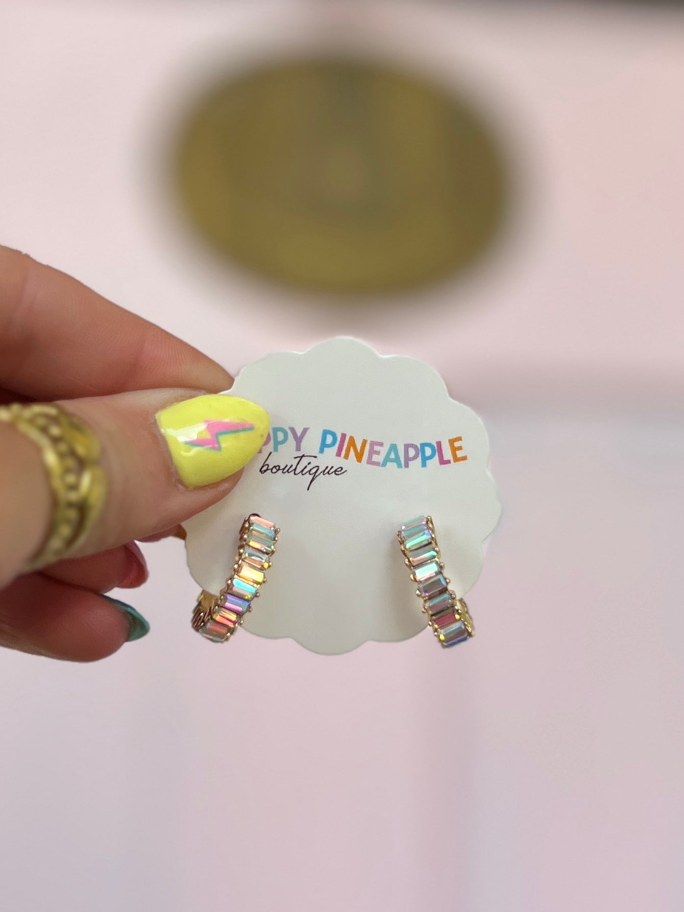 Baguette Hoops - Opal/Gold