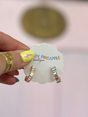 Baguette Hoops - Opal/Gold