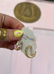 Baguette Hoops - Opal/Gold