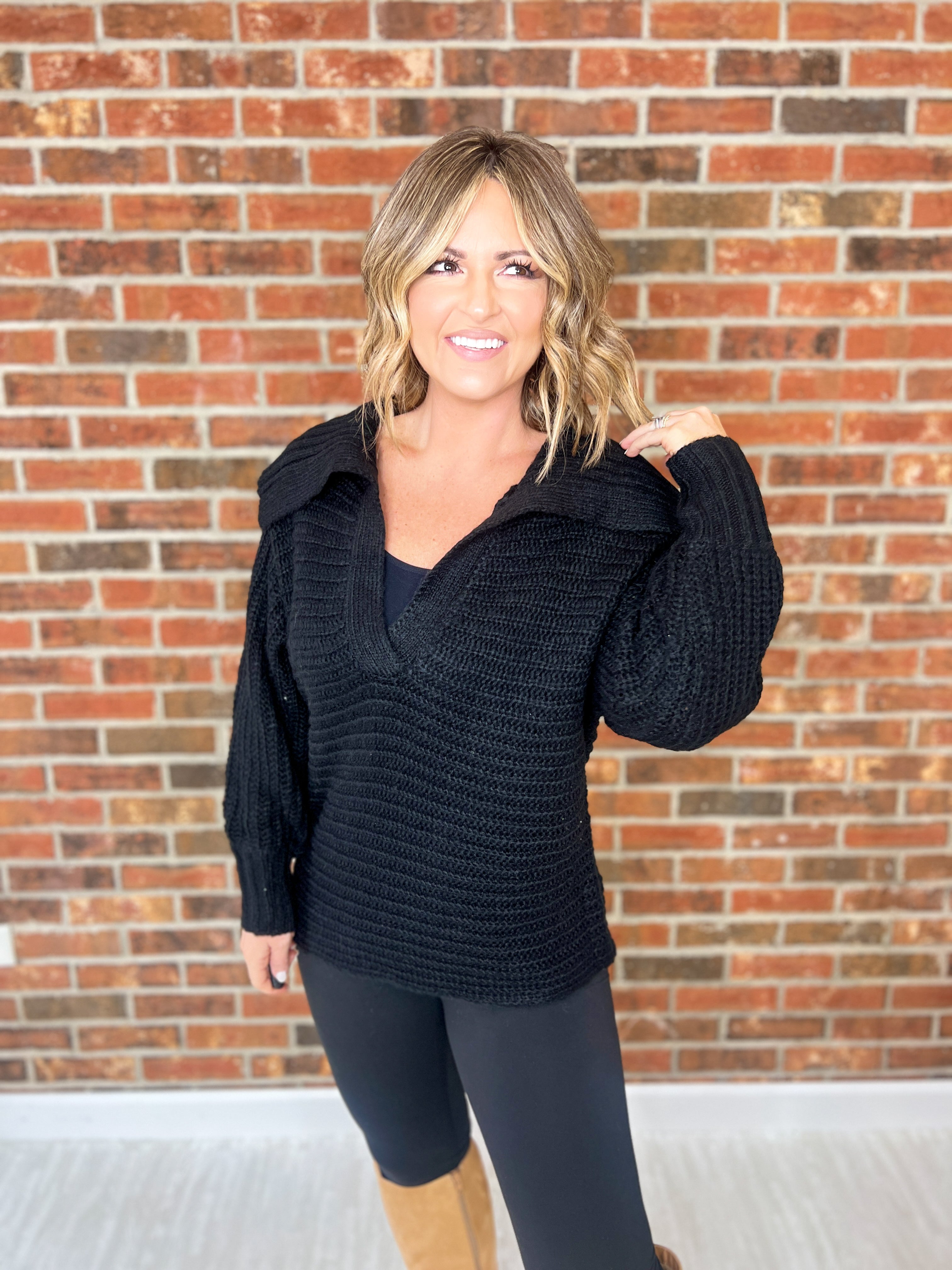 Trust the Journey Sweater Top - Black