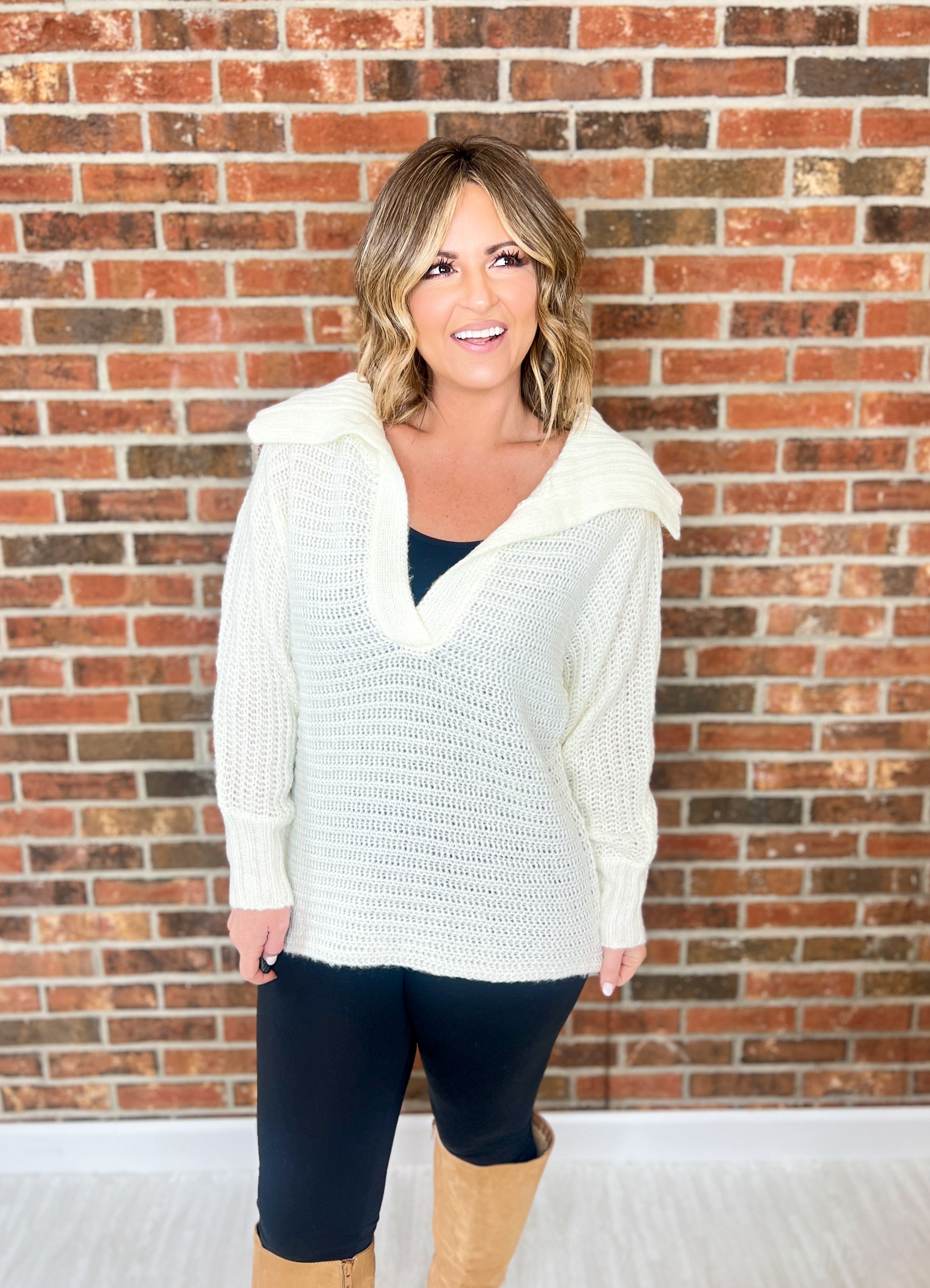 Trust the Journey Sweater Top - Ivory