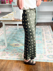 Timeless in Dots Midi Skirt - Olive