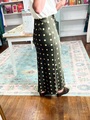 Timeless in Dots Midi Skirt - Olive