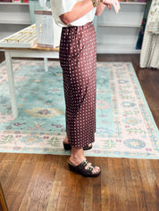 After Hours Polka Dot Midi Skirt - Choco/White