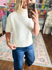 Just Walk By Short Sleeve Sweater - Off White