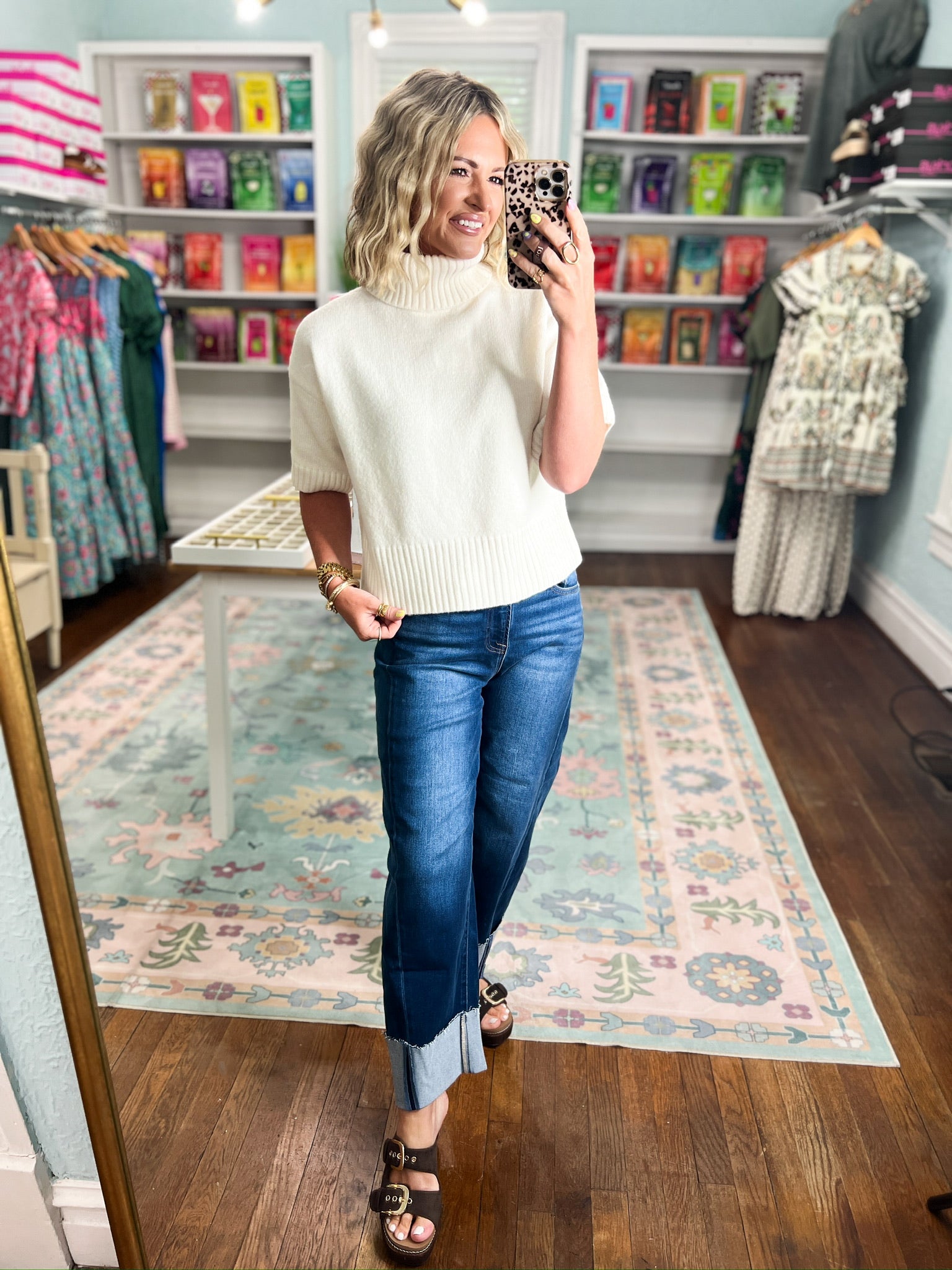 Just Walk By Short Sleeve Sweater - Off White