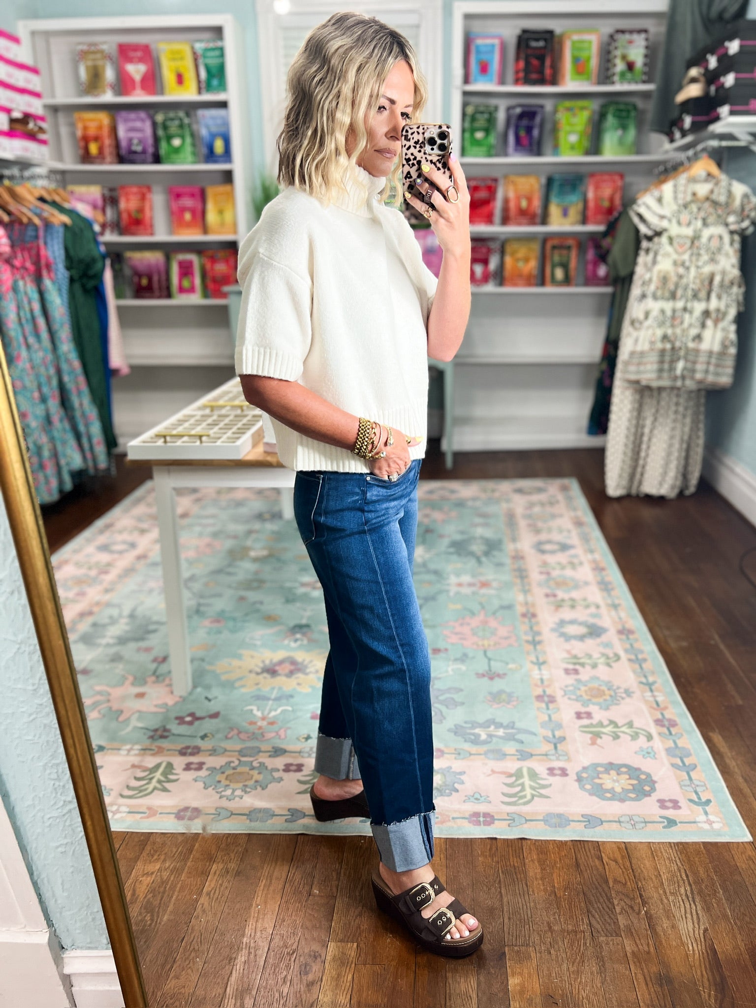 Just Walk By Short Sleeve Sweater - Off White