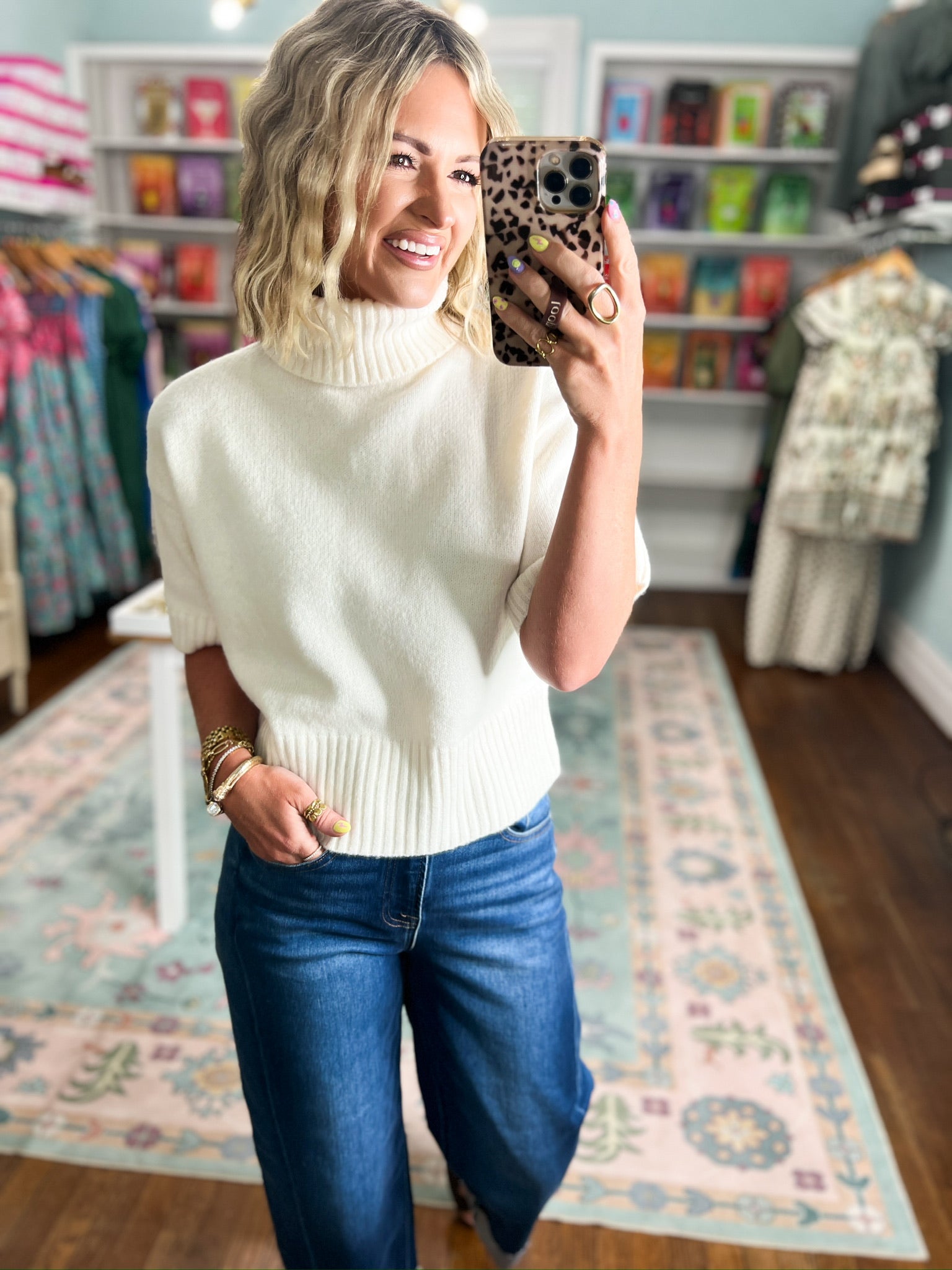 Just Walk By Short Sleeve Sweater - Off White