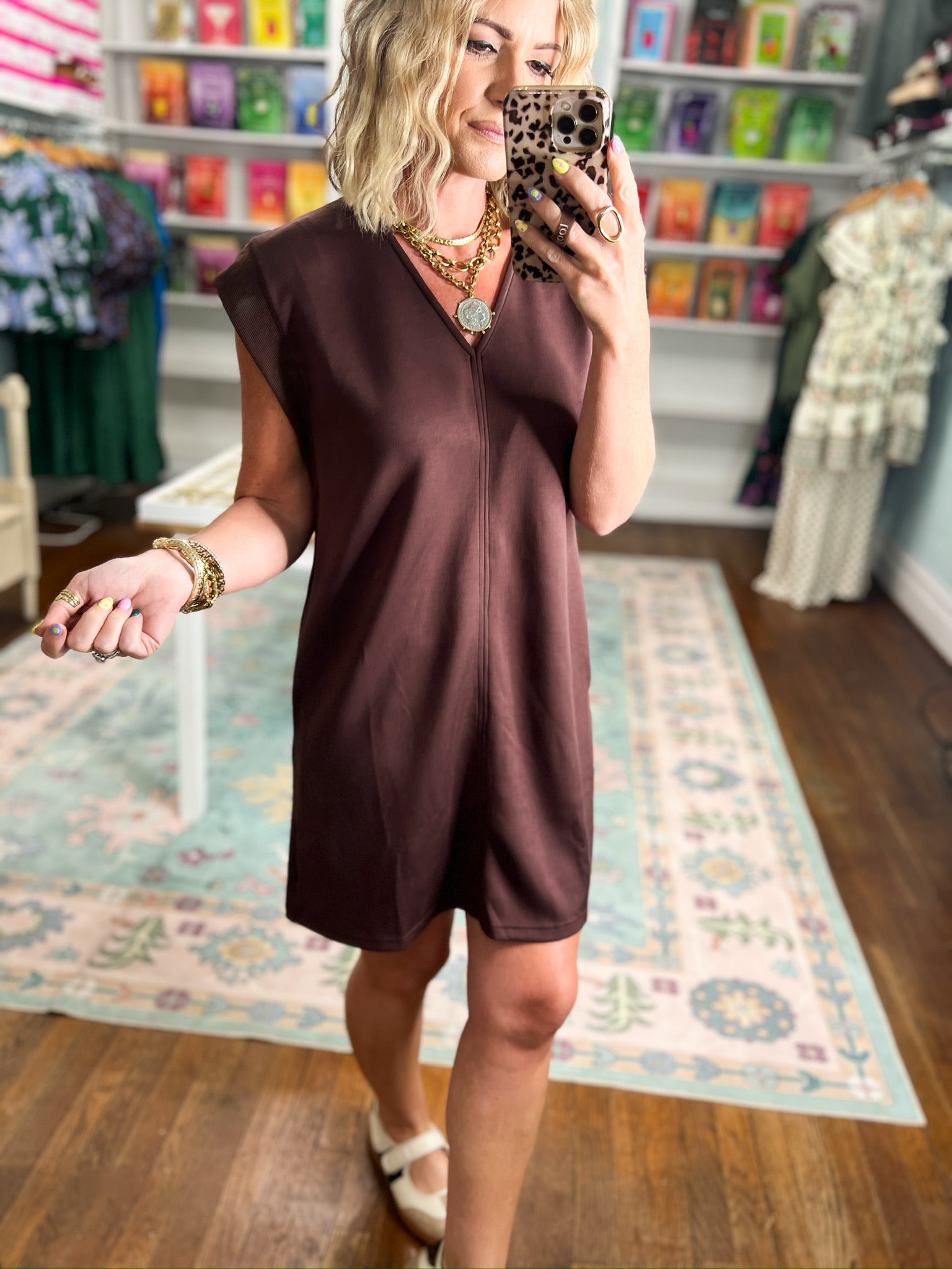 Chic and Simple Mini Dress - Brown