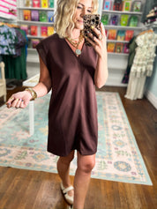 Chic and Simple Mini Dress - Brown