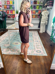 Chic and Simple Mini Dress - Brown