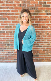 The Last Laugh Cardigan - Washed Teal