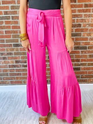 Free To Be Me Wide Leg Pants - Hot Pink