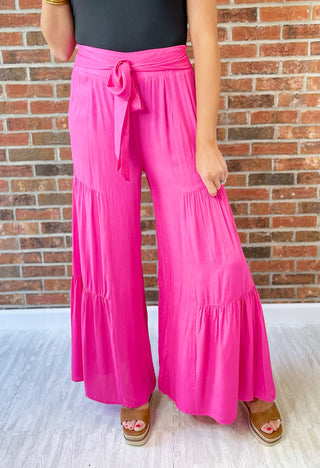 Free To Be Me Wide Leg Pants - Hot Pink