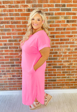 Filled With Love and Happiness Maxi Dress - Neon Pink