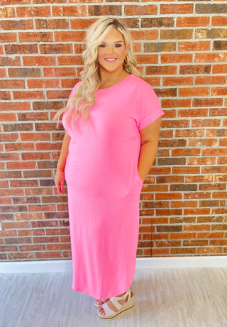 Filled With Love and Happiness Maxi Dress - Neon Pink