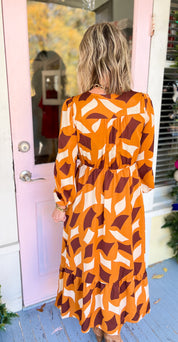 Mirror Image Midi Dress - Caramel