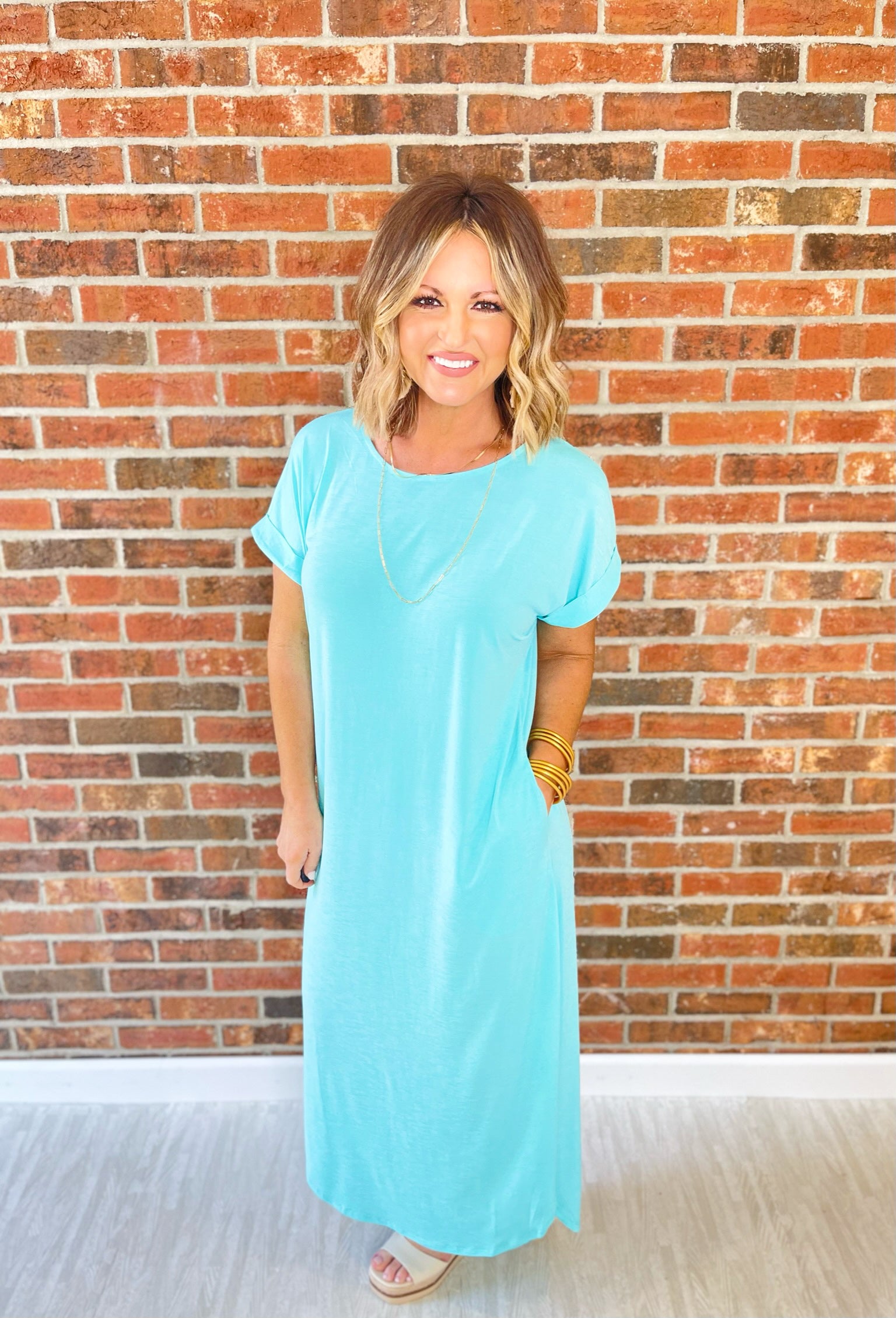 Filled With Love and Happiness Maxi Dress - Neon Blue