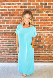 Filled With Love and Happiness Maxi Dress - Neon Blue