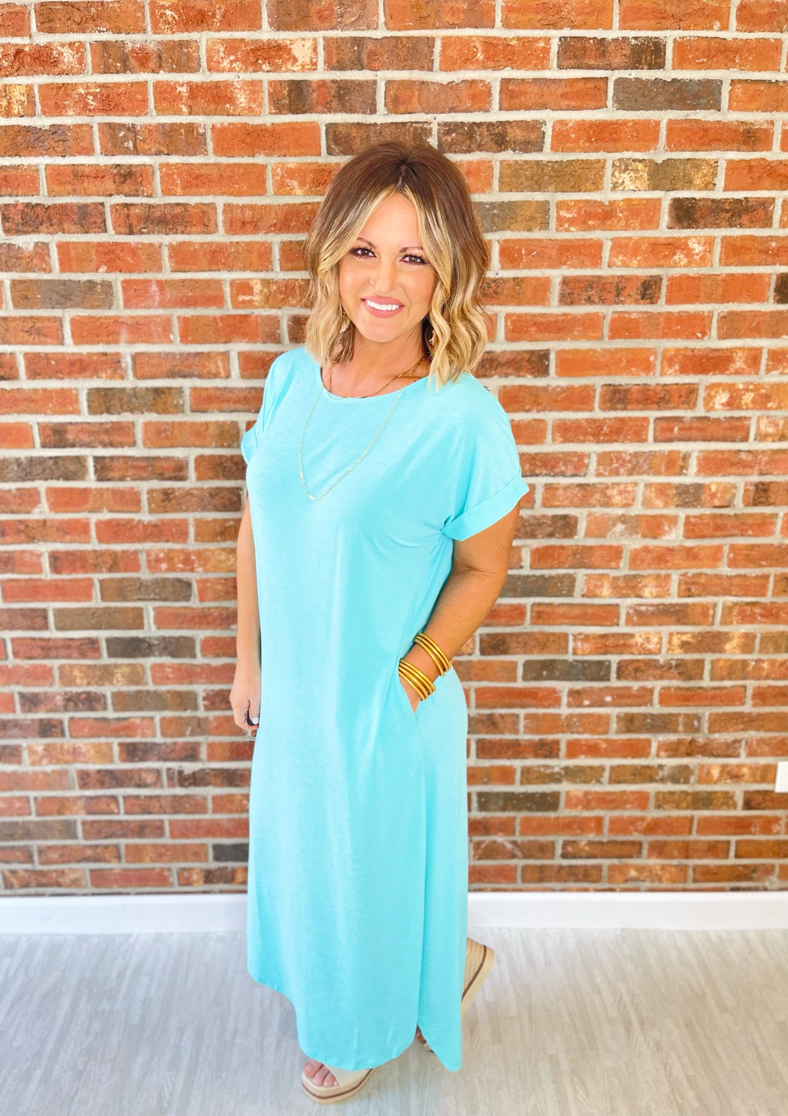 Filled With Love and Happiness Maxi Dress - Neon Blue