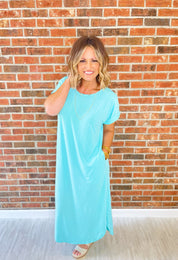 Filled With Love and Happiness Maxi Dress - Neon Blue