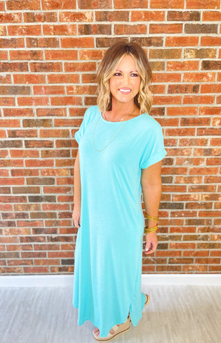 Filled With Love and Happiness Maxi Dress - Neon Blue