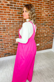 She's a Charmer Wide Leg Overall - Fuchsia