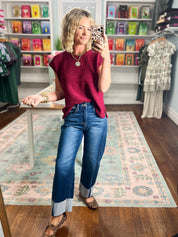 Beyond the Rainbow Crew Neck Top - Cabernet
