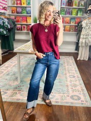 Beyond the Rainbow Crew Neck Top - Cabernet