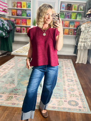 Beyond the Rainbow Crew Neck Top - Cabernet